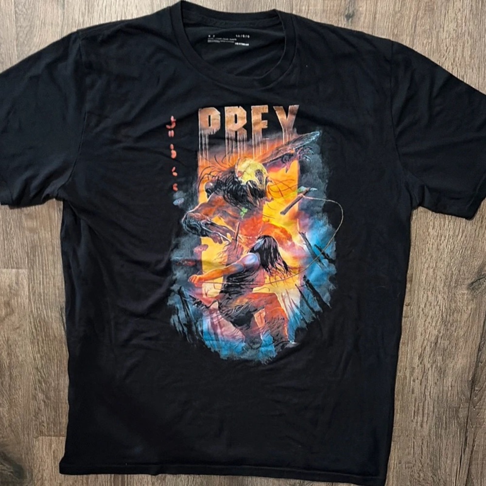 LG PREY Graphic Black Tee with Orange and Blue Artwork